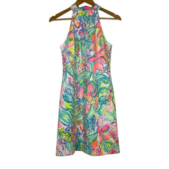 Lilly Pulitzer Krista Shift Dress Size 4 Scuba Multi‎ Surf Gypsea Resort Preppy - Picture 2 of 8